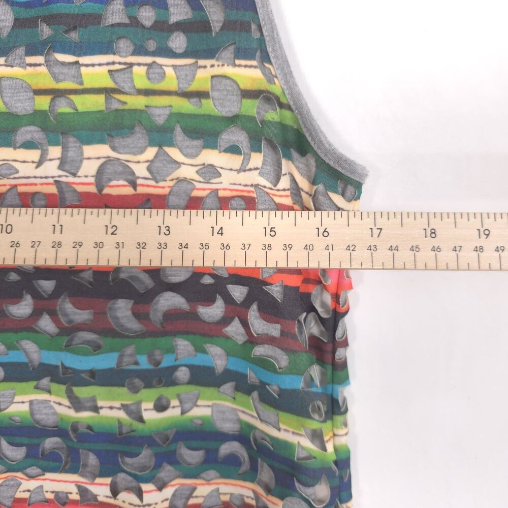 DESIGUAL Colorful Stripe Phoenix Dress Laser Cutout Sleeveless MEDIUM Women's - Picture 5 of 9